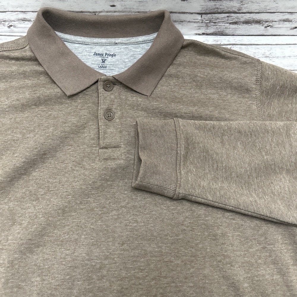 James Pringle Collection Polo Sweater Long Sleeve Men's Large Brown Cotton Blend